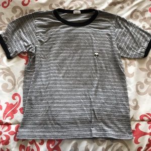Brandy Melville grey striped alien patch tee